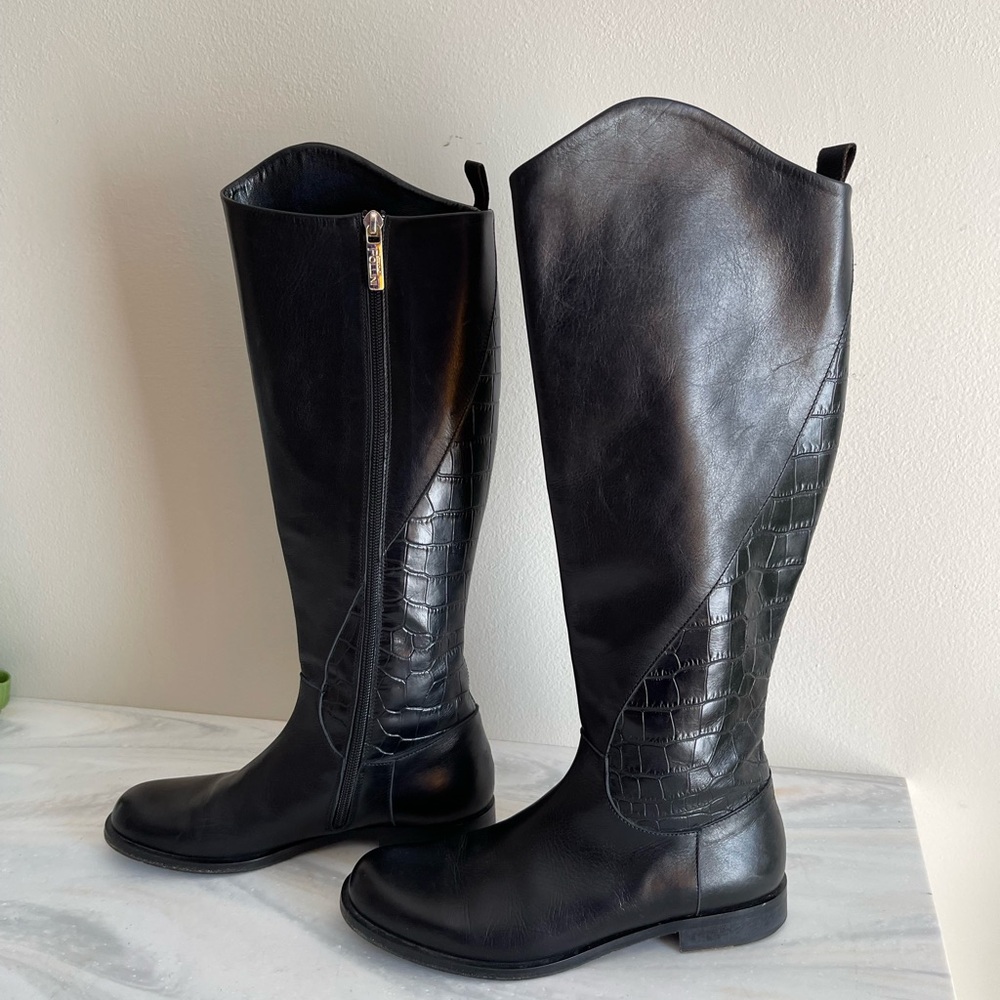 Studio Pollini black leather riding boots size 36.5 (US 5.5) shoes